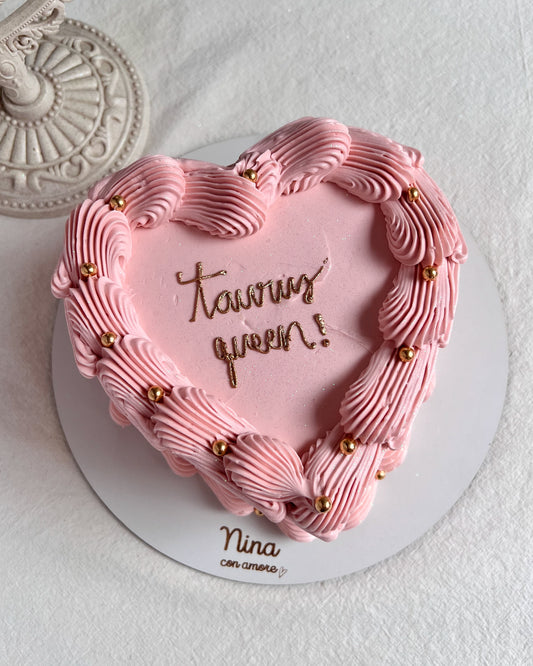 CORAZÓN ROSA PASTEL - Perlas Doradas