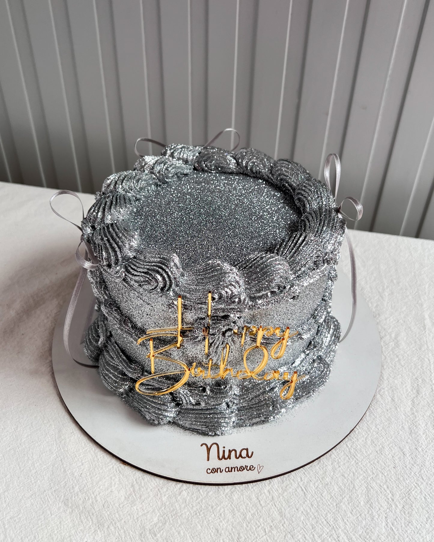 MAGIC GLITTER CAKE PLATEADA - Lazos