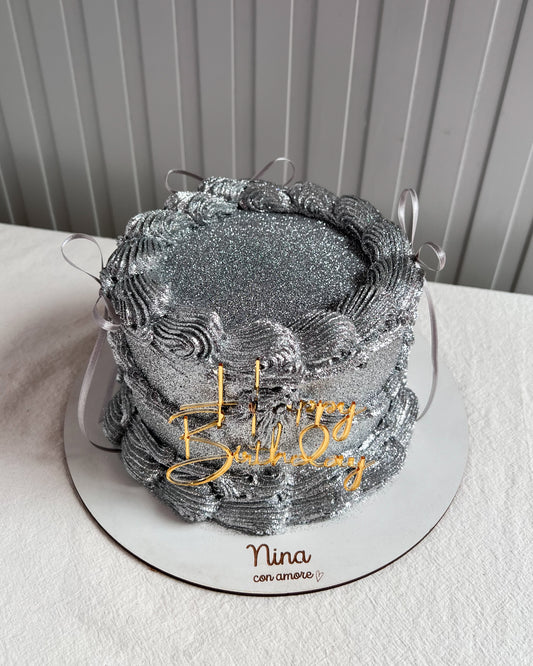 MAGIC GLITTER CAKE PLATEADA - Lazos