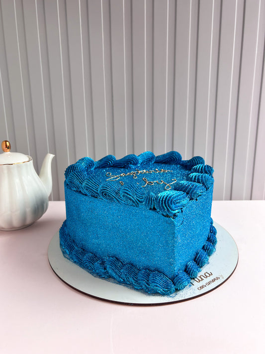 FULL GLITTER HEART - Azul