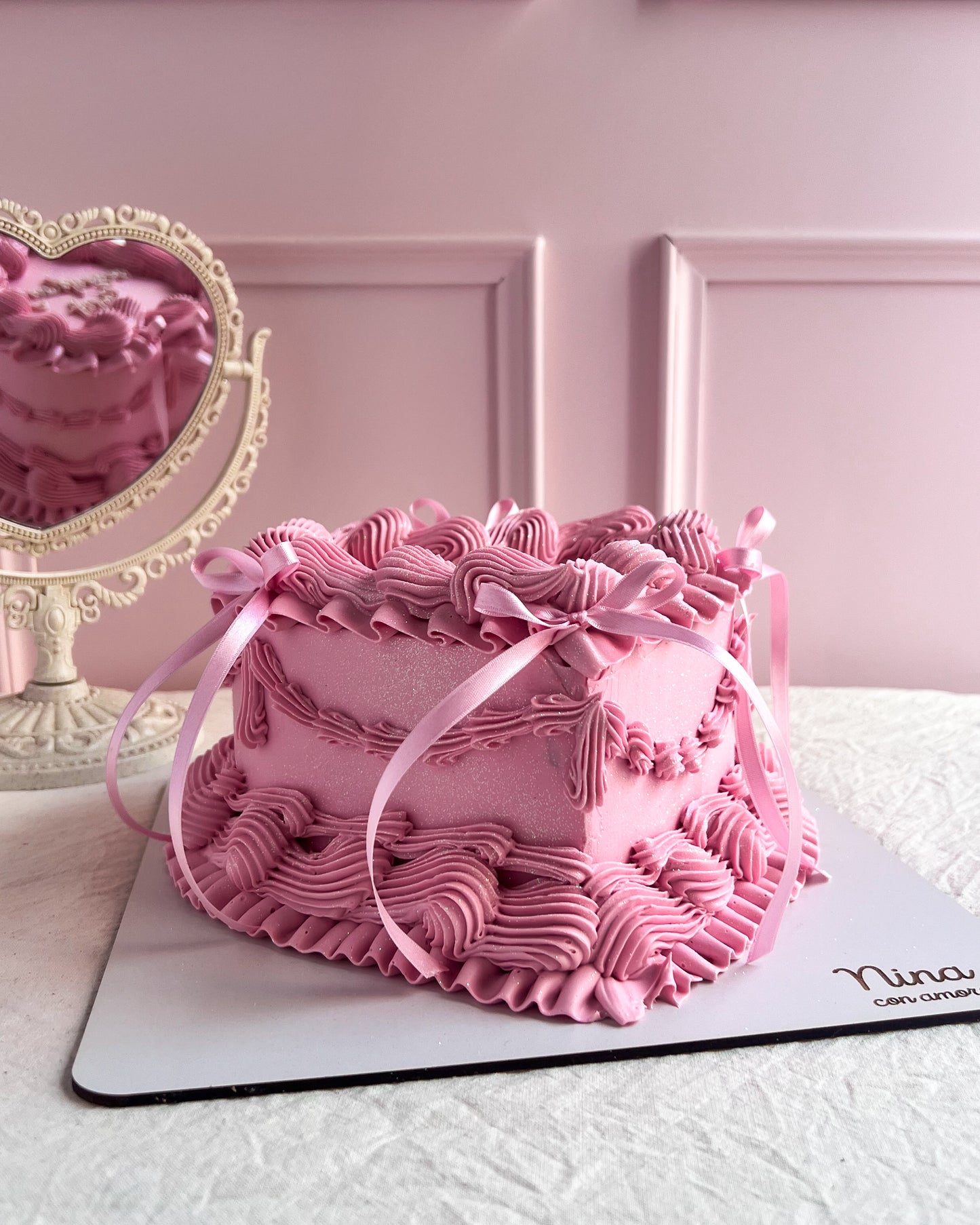 PINK HEART CON LAZOS