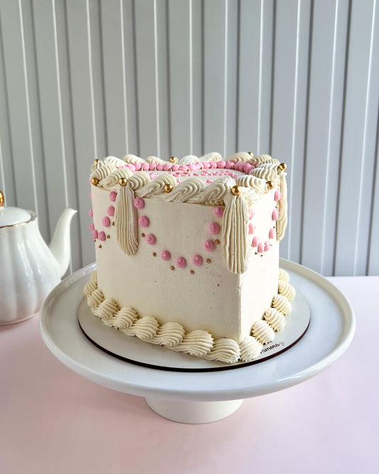 CORAZÓN VINTAGE - Rosa y Blanco