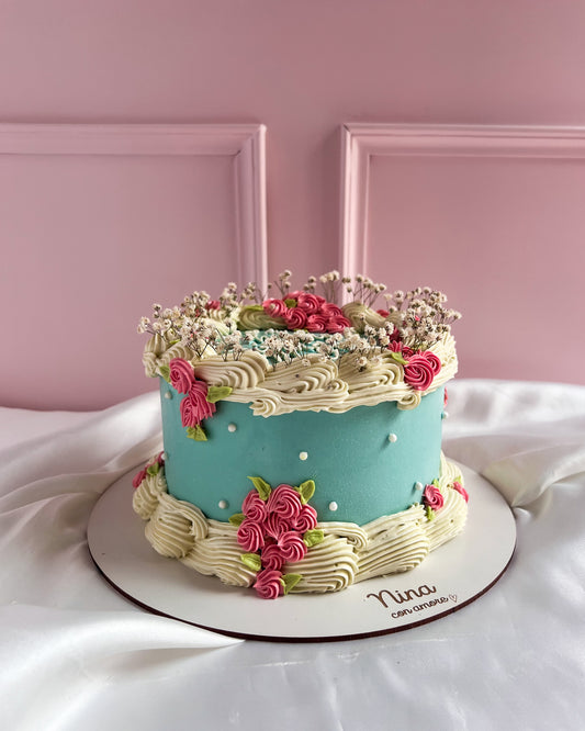 VINTAGE CAKE FLORES - Celeste