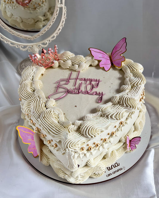 CORAZÓN VINTAGE - Mariposas + Corona