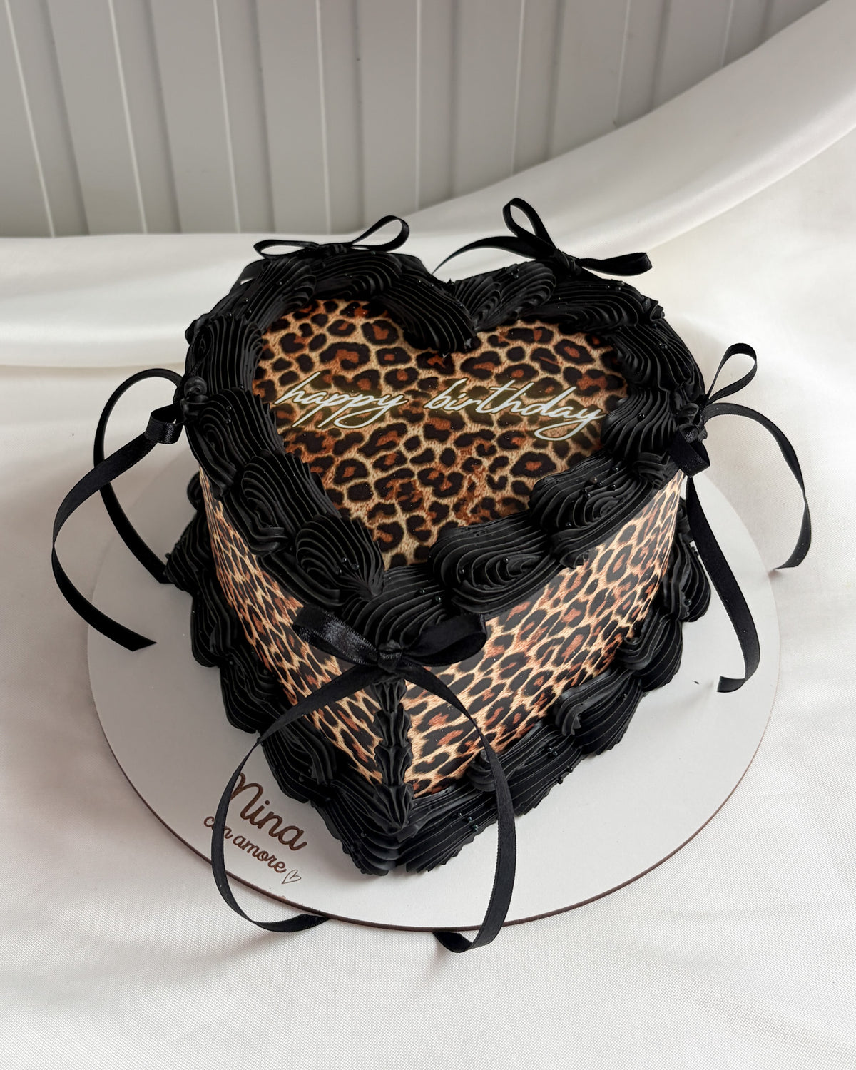 ANIMAL PRINT HEART - Lazos negros