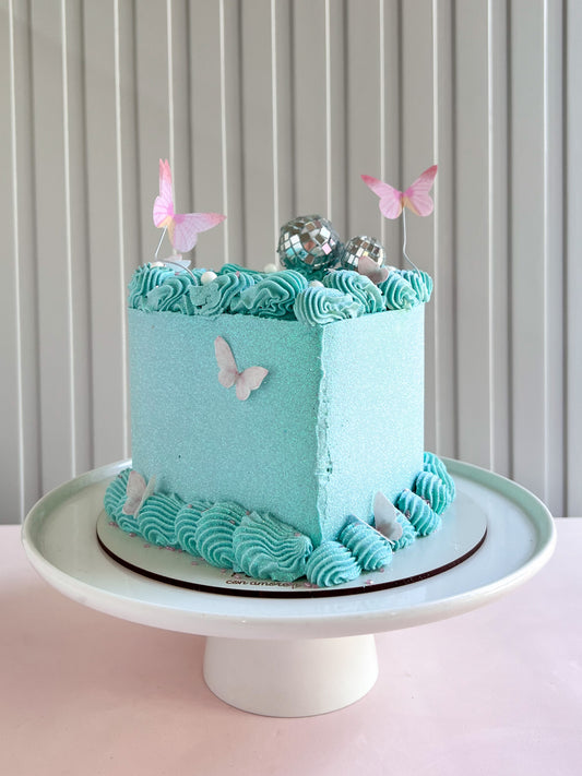 SELFIE CORAZÓN VINTAGE MARIPOSAS - Turquesa