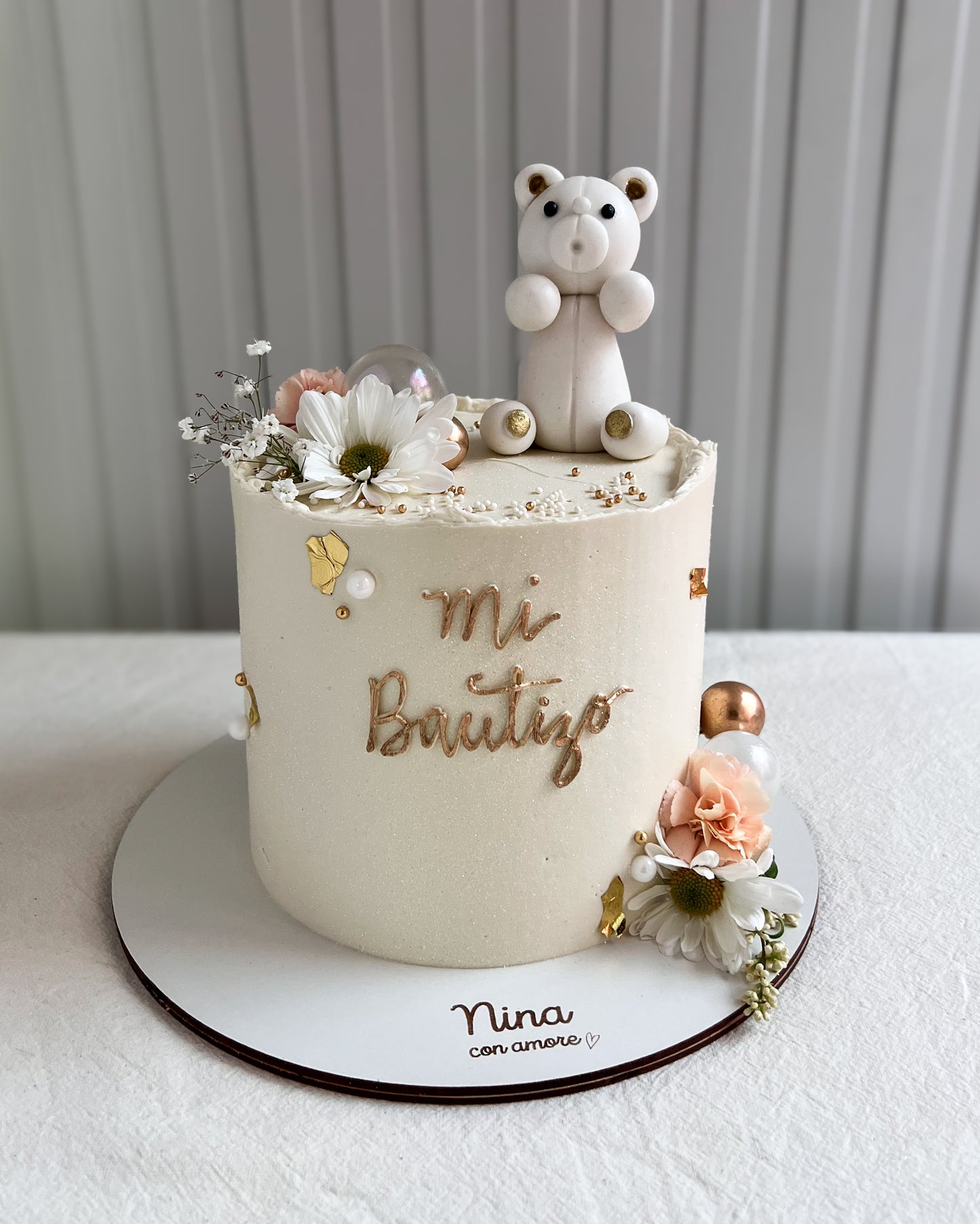 MI BAUTIZO CAKE - Oso + flores