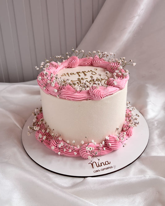 BOHO FLOWERS CAKE - Rosado y Blanco