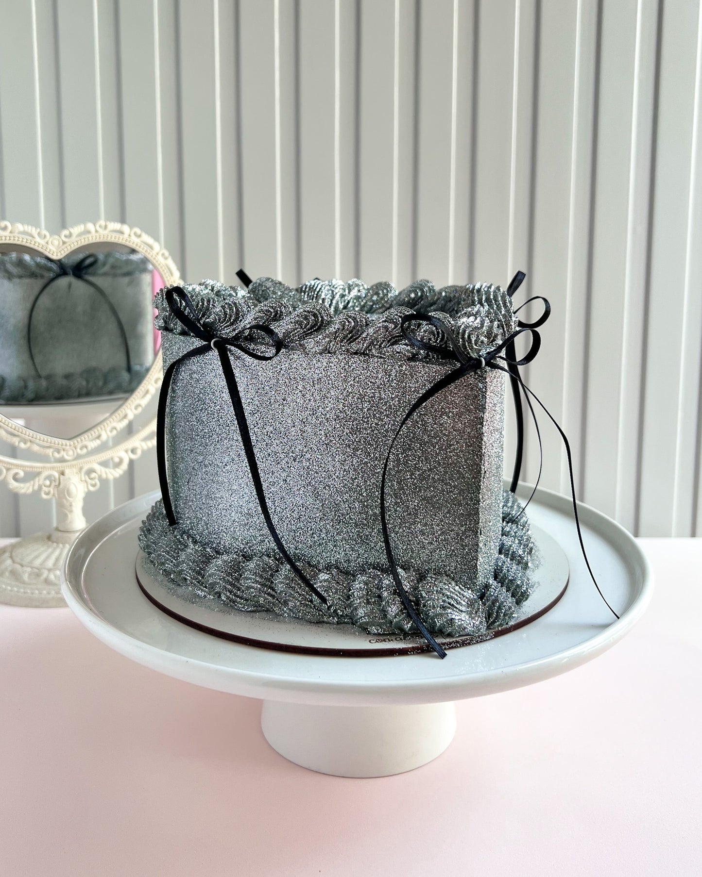 SILVER GLITTER HEART - Lazos