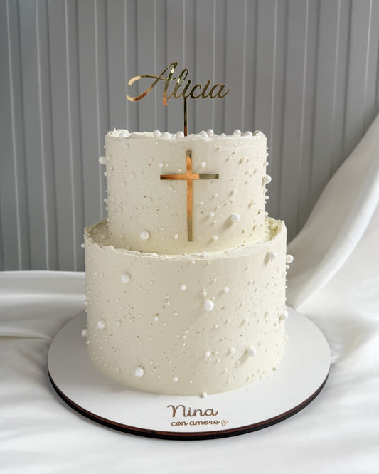 BAUTIZO / PRIMERA COMUNIÓN - Cake con Perlas