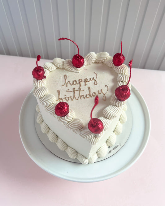 CORAZĂN VINTAGE GLITTER BLANCO - Cerezas