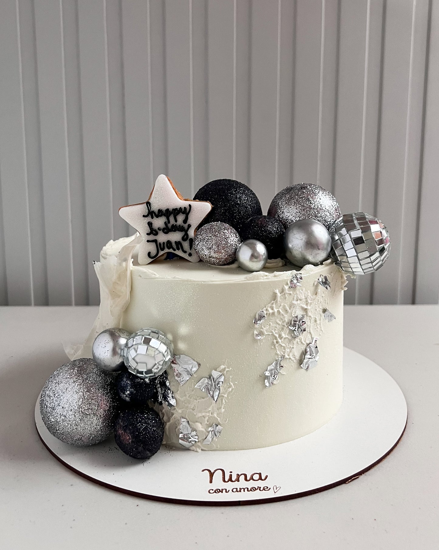 ESFERAS CAKE - Blanco, Plateado y Negro