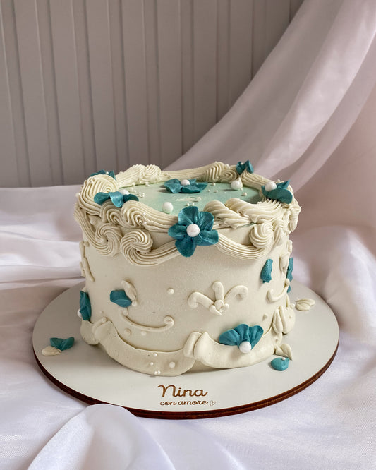 VINTAGE CAKE ROSETAS AZULES