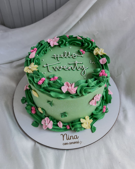 FLORES EN CREMA CAKE - Verde