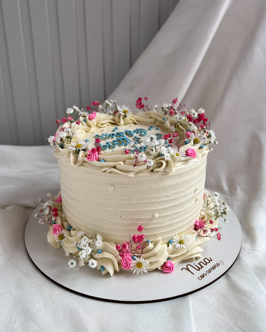 BOHO CAKE REDONDA BLANCA - Flores