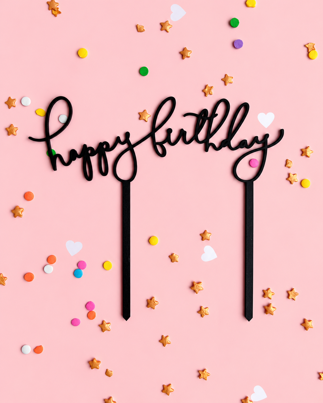 TOPPER "HAPPY BIRTHDAY" - Negro cursiva