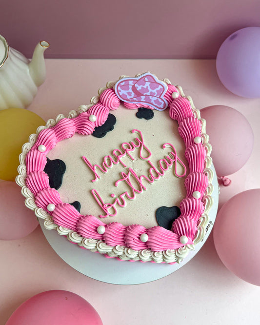 CORAZÓN VINTAGE VAQUITA CON SOMBRERO