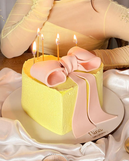 CORAZÓN CON LAZO MAXI - Amarillo y Rosa
