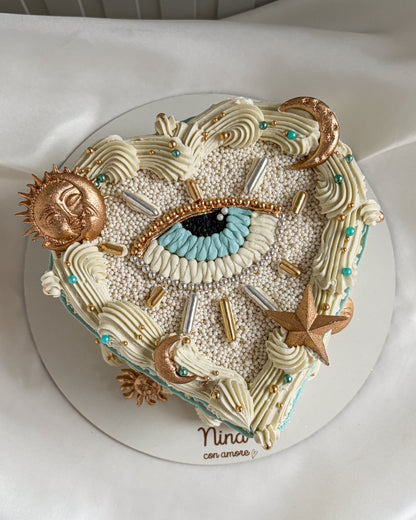 CORAZÓN OJO TURCO BLANCO Y AZUL - Apliques Astrales