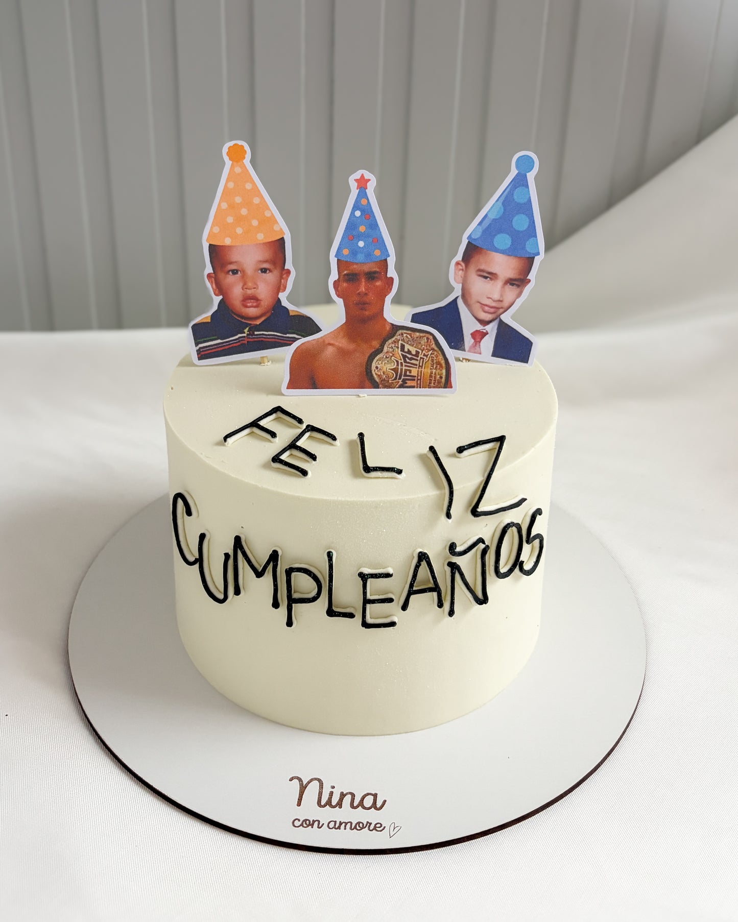 MEMORY CAKE Fotos con Gorrito - Happy Birthday en crema