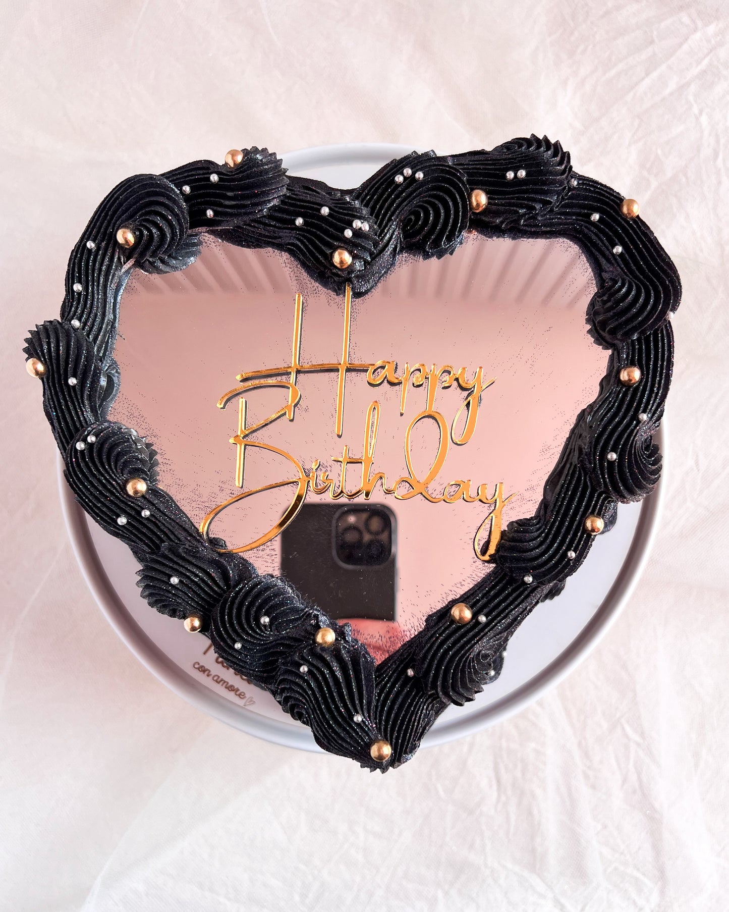 FULL GLITTER  SELFIE HEART - Black