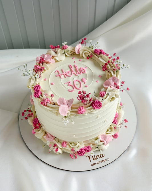 BOHO CAKE REDONDA - Flores y Perlas