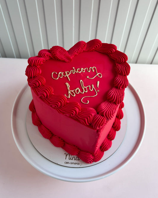 RED RED HEART CAKE - Letras doradas