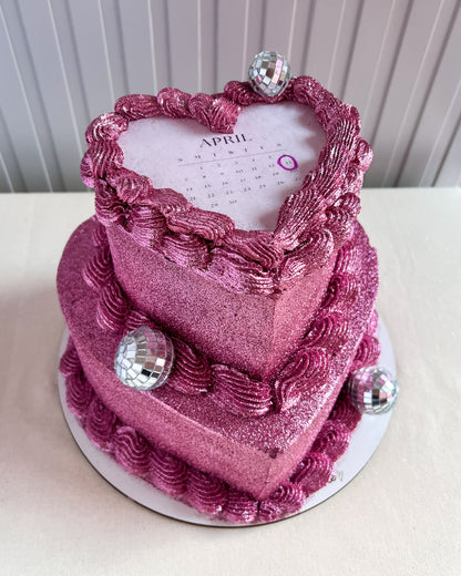 PINK GLITTER BURNING CAKE - DISCO BALLS