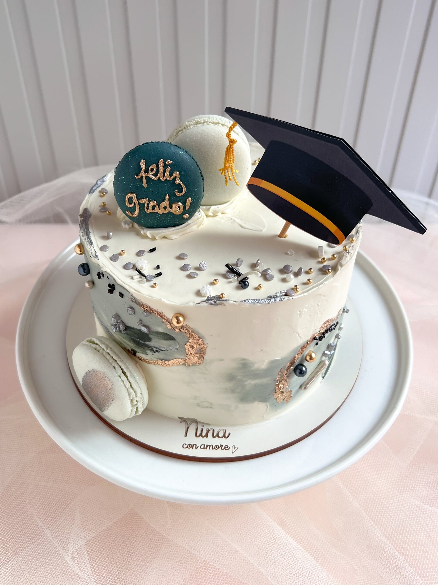 GRADUATION CAKE - Macarons - Gris