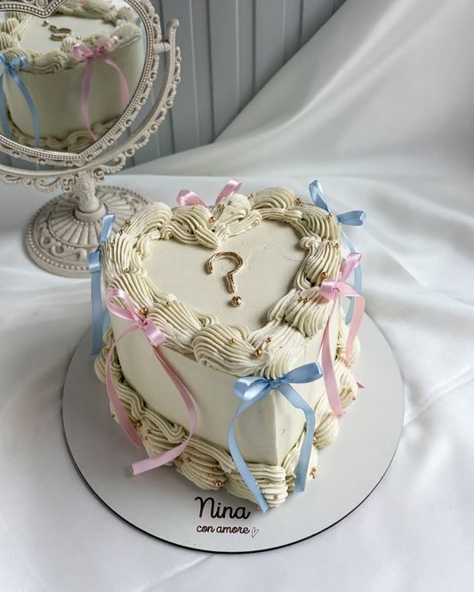 BABY CAKE WHITE - Gender Reveal Lazos Rosados y Azules