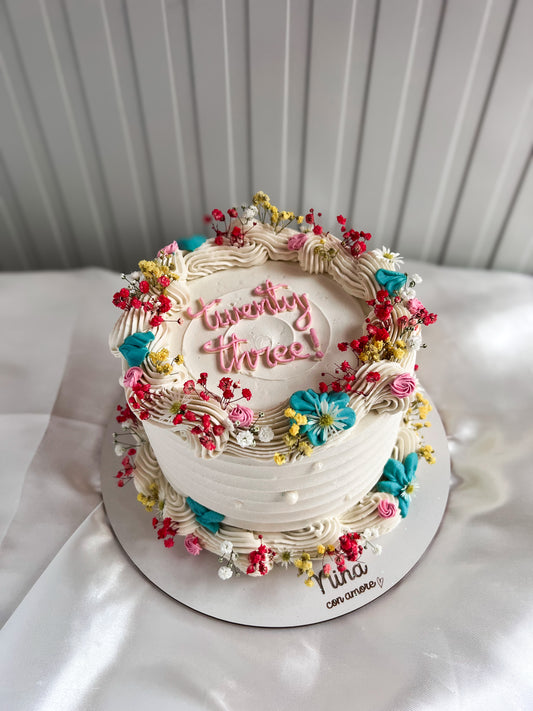 BOHO CAKE REDONDA BLANCA - Flores