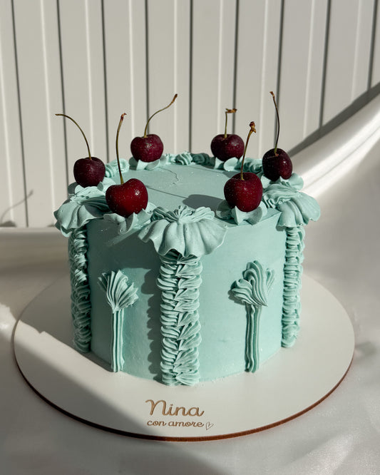 VINTAGE CAKE CON CEREZAS - Azul Celeste