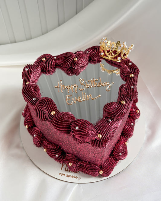 FULL GLITTER SELFIE HEART - Vinotinto + Corona