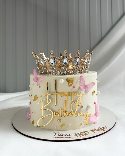 BIRTHDAY QUEEN CAKE  CON MARIPOSAS  - Corona
