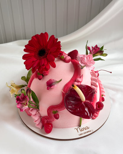 GARDEN CAKE ROJA Y ROSADA - Flores