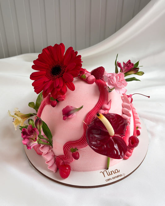 GARDEN CAKE ROJA Y ROSADA - Flores