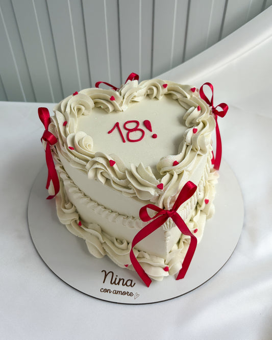 VINTAGE HEART Blanco - Lazos Rojos