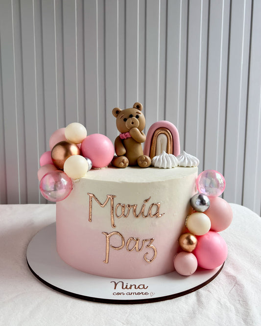 OSITO CAKE + Arcoiris y Globos