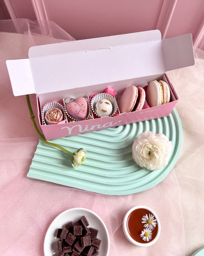 COOL MOM BAG con Macarons + Bombones + Flores Preservadas