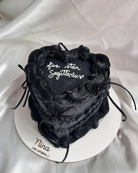 GLITTER CAKE CORAZON NEGRO - Lazos