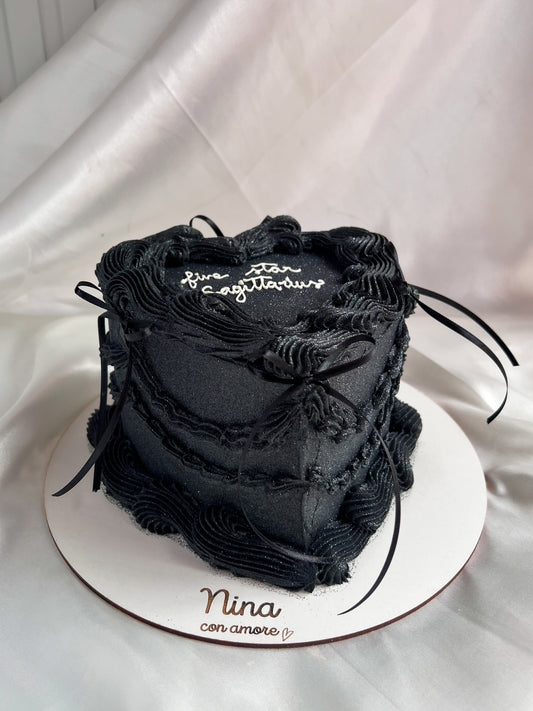 GLITTER CAKE CORAZON NEGRO - Lazos