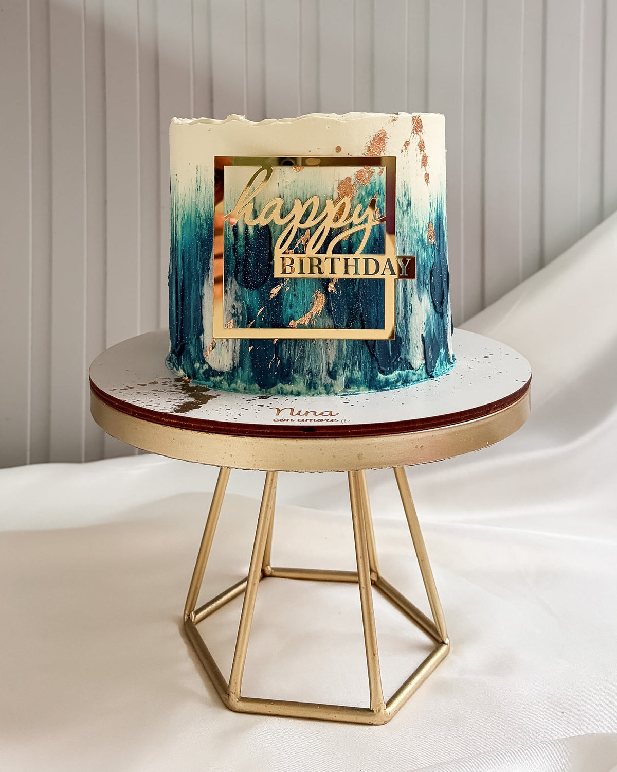 PINCELADAS AZULES CAKES- HB DORADO