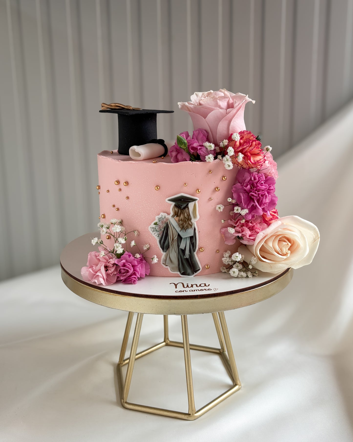 GRADUATION PINK CAKE- Imagen Comestible