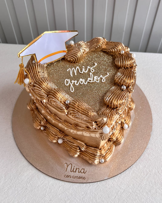 GLITTER HEART CAKE DORADO - BIRRETE