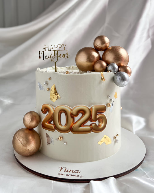 CAKE ESFERAS DORADAS- AÑOS