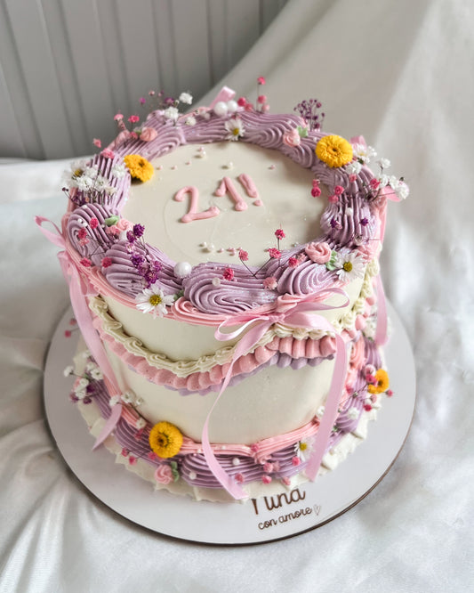 VINTAGE BOHO CAKE FLORES - Lila