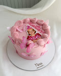 MEMORY CAKE Foto con Gorrito - Mariposas rosadas