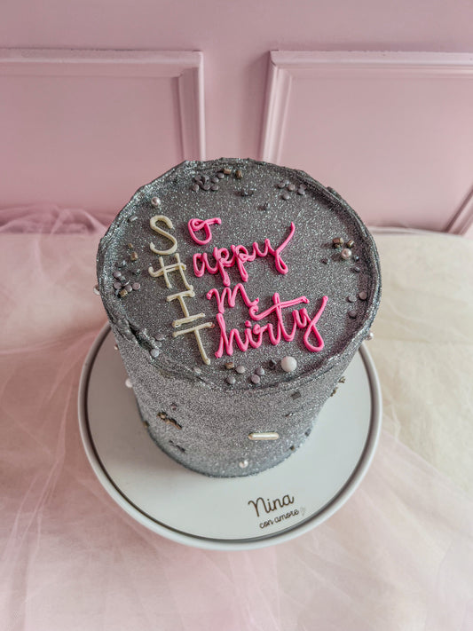 SILVER GLITTER CAKE -Sh*t