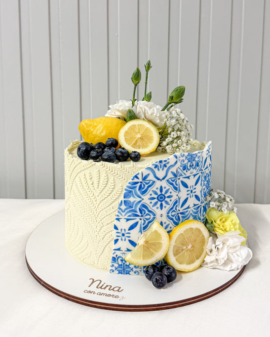 MEDITERRANEO CAKE - Azulejos Comestibles y Flores