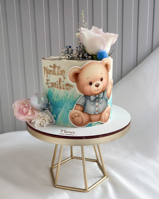 OSITO CAKE - Flores y esferas